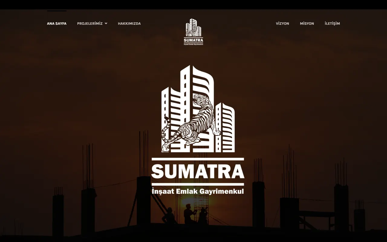Sumatra İnşaat kurumsal web sitesinin ana sayfası